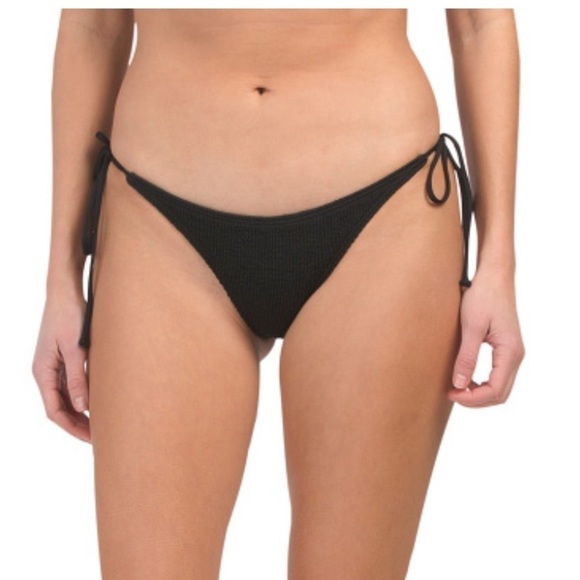 NWT L*space crinkle stretch black Lily string bikini bottoms, adjustable. - Picture 1 of 8